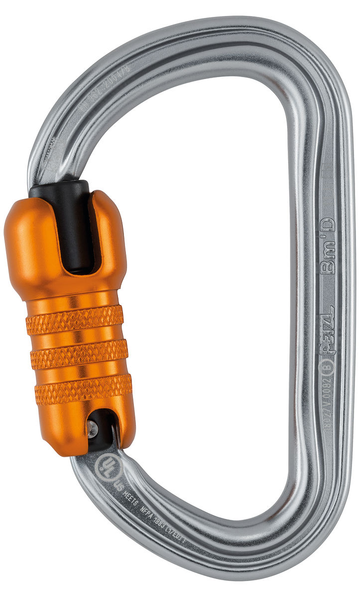 PETZL AM`D M34 BL MOSCHETTONE ASIMMETRICO CON GHIERA DI BLOCCAGGIO