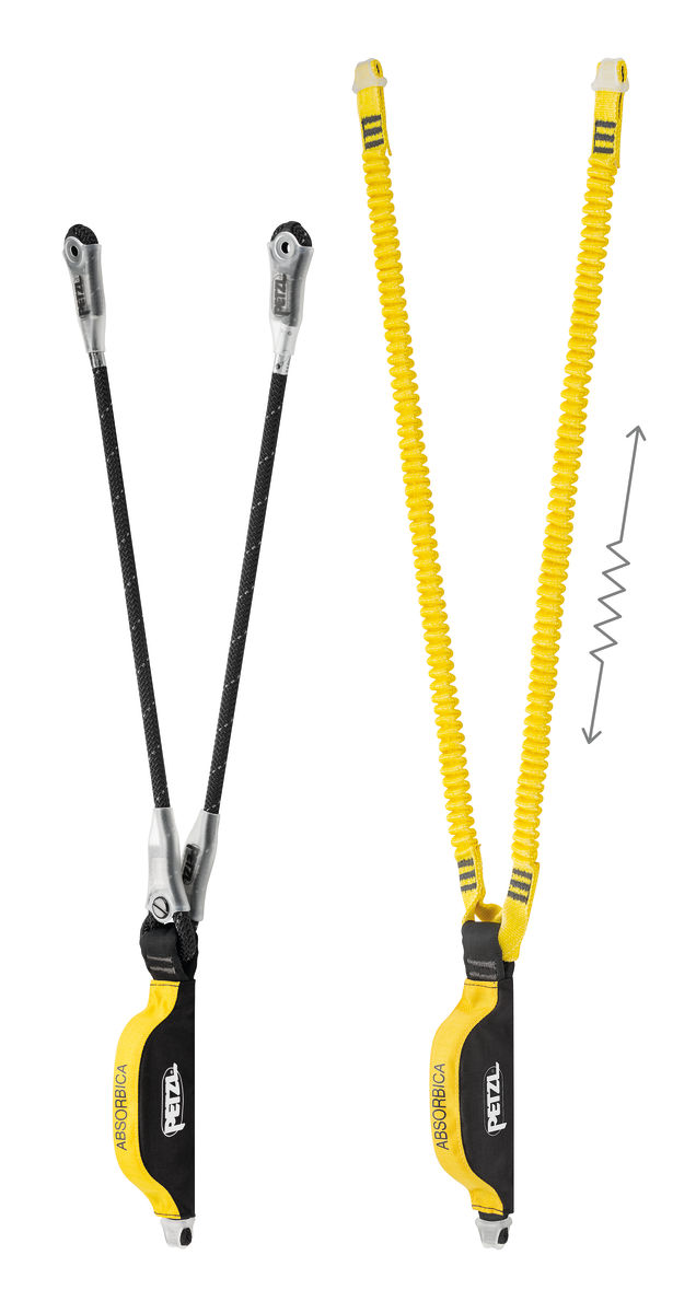 ABSORBICA®-Y TIE-BACK, Double lanyard with integrated intermediate tie-back  rings and energy absorber - Petzl USA