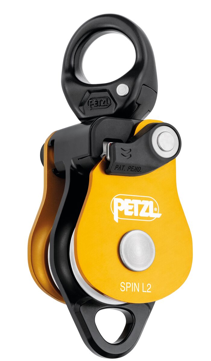 SPIN L2, Very high efficiency double pulley with swivel - Petzl USA