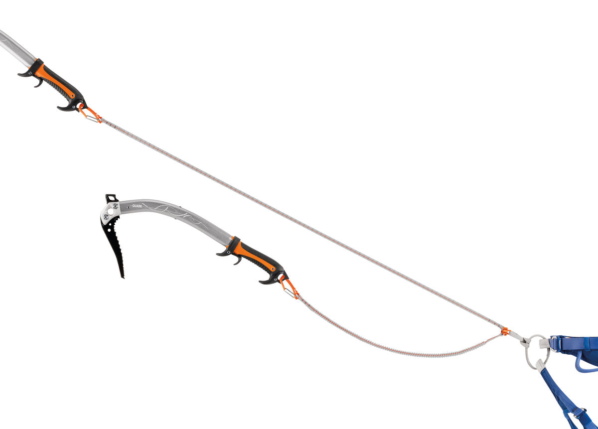 V-LINK, Elasticated loss-prevention webbing for technical ice axes