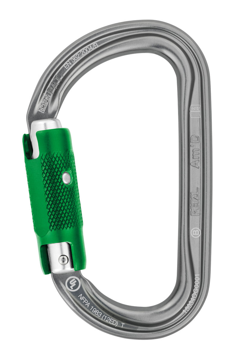 Am'D PIN-LOCK, Asymmetrical aluminum carabiner, unlocks with a tool - Petzl  USA