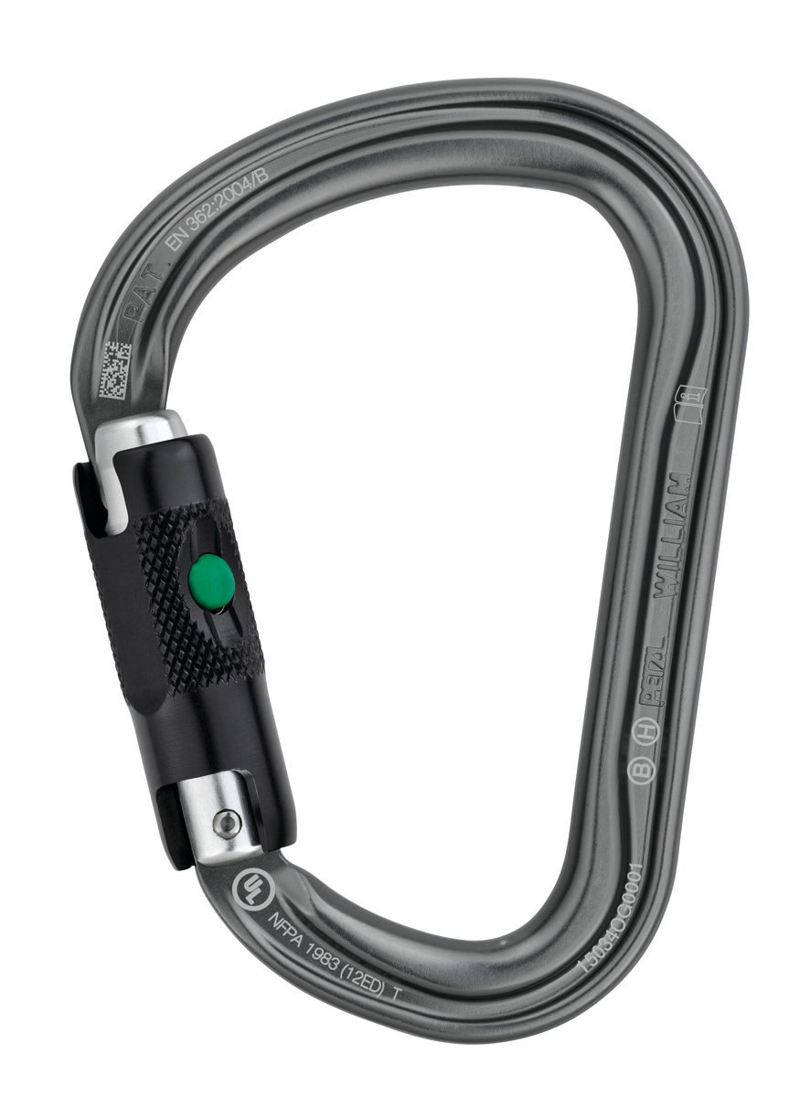 WILLIAM, Large, pear-shaped locking carabiner for belay stations