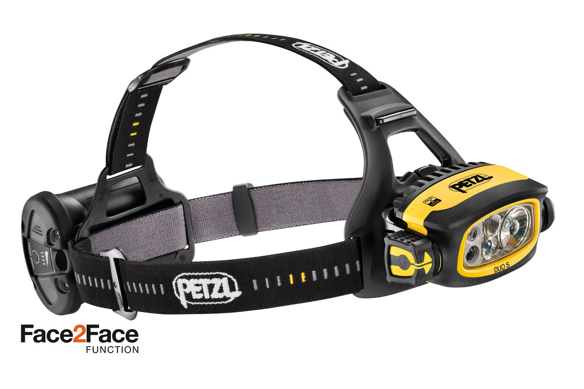 DUO S, Ultra-powerful, rechargeable multi-beam headlamp, featuring the  FACE2FACE anti-glare function. 1100 lumens - Petzl USA